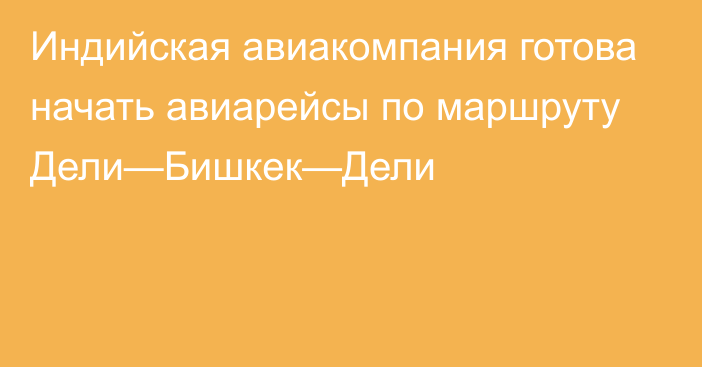 Индийская авиакомпания готова начать авиарейсы по маршруту Дели—Бишкек—Дели