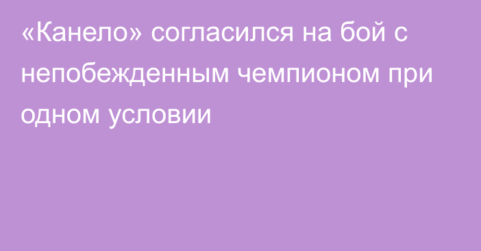 «Канело» согласился на бой с непобежденным чемпионом при одном условии