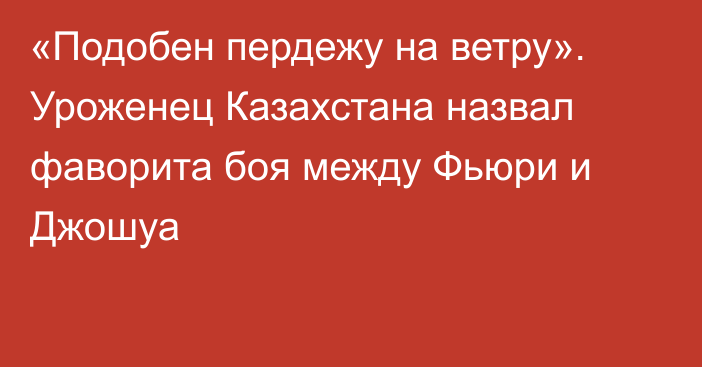 «Подобен пердежу на ветру». Уроженец Казахстана назвал фаворита боя между Фьюри и Джошуа