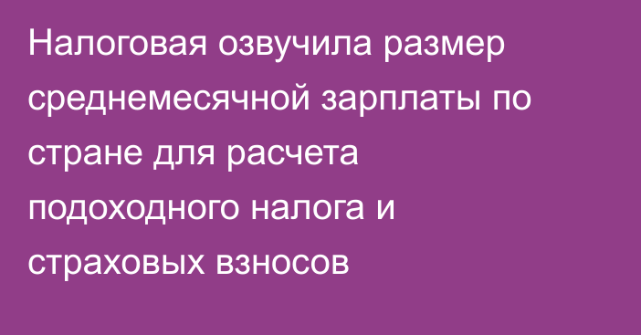 Налоговая озвучила размер среднемесячной зарплаты по стране для расчета подоходного налога и страховых взносов