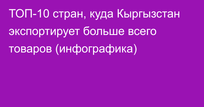 ТОП-10 стран, куда Кыргызстан экспортирует больше всего товаров (инфографика)