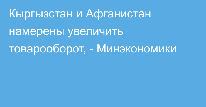 Кыргызстан и Афганистан намерены увеличить товарооборот, - Минэкономики