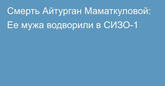 Смерть Айтурган Маматкуловой: Ее мужа водворили в СИЗО-1