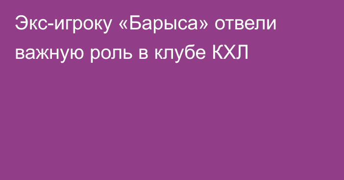 Экс-игроку «Барыса» отвели важную роль в клубе КХЛ