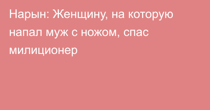 Нарын: Женщину, на которую напал муж с ножом, спас милиционер