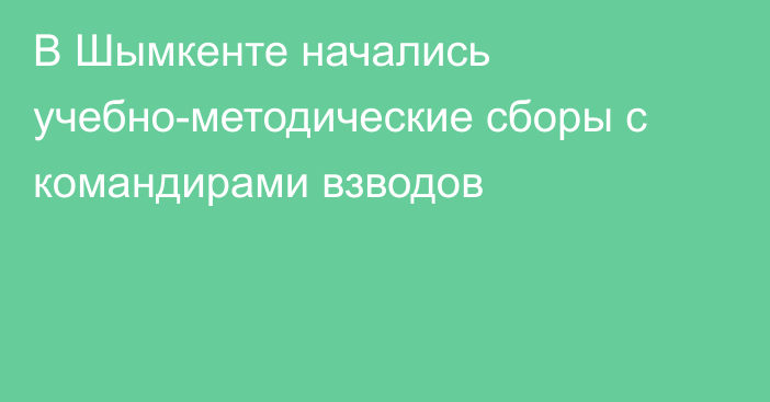 В Шымкенте начались учебно-методические сборы с командирами взводов