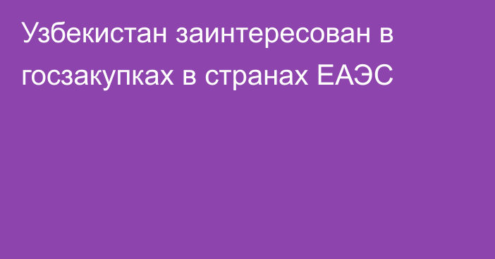 Узбекистан заинтересован в госзакупках в странах ЕАЭС