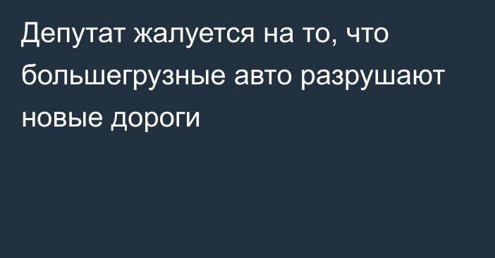 Депутат жалуется на то, что большегрузные авто разрушают новые дороги