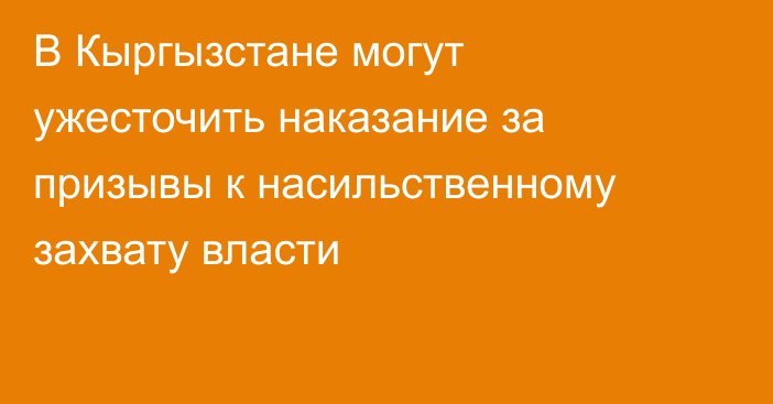 В Кыргызстане могут ужесточить наказание за призывы к насильственному захвату власти