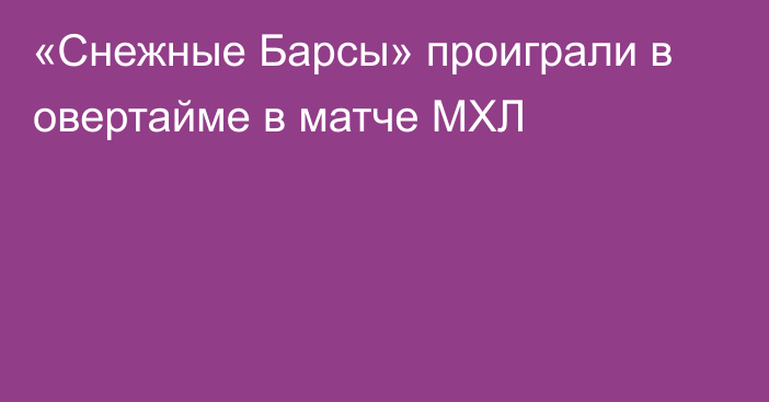 «Снежные Барсы» проиграли в овертайме в матче МХЛ