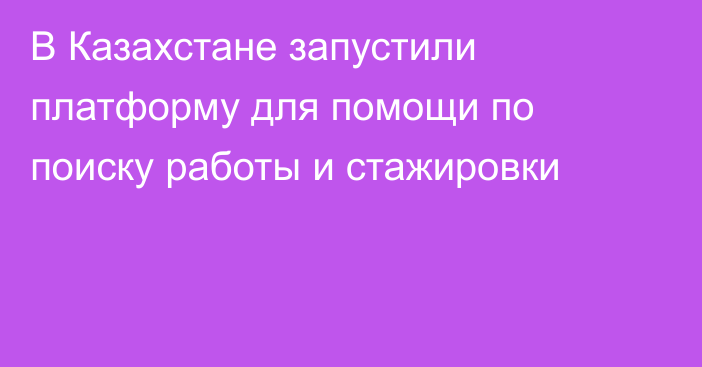 В Казахстане запустили платформу для помощи по поиску работы и стажировки