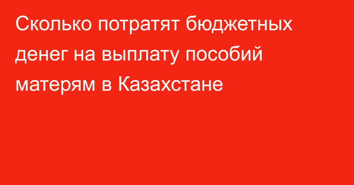 Сколько потратят бюджетных денег на выплату пособий матерям в Казахстане