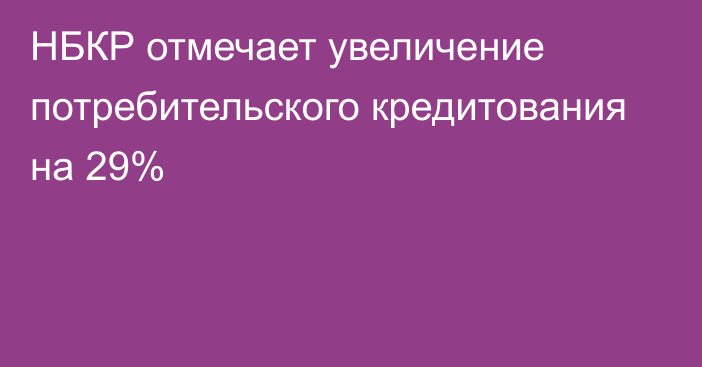 НБКР отмечает увеличение потребительского кредитования на 29%