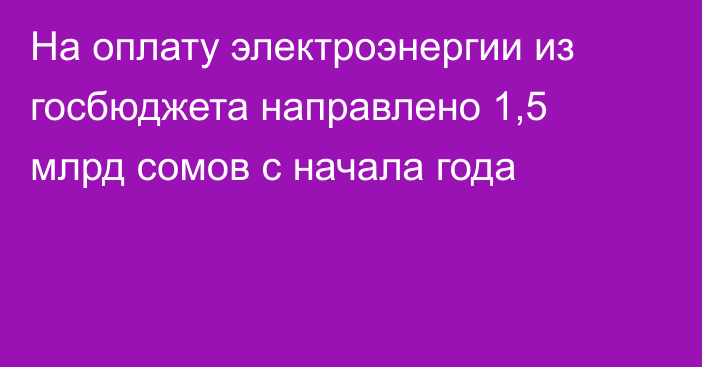 На оплату электроэнергии из госбюджета направлено 1,5 млрд сомов с начала года