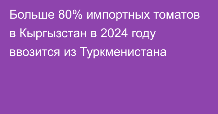 Больше 80% импортных томатов в Кыргызстан в 2024 году ввозится из Туркменистана