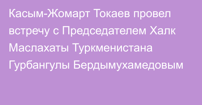 Касым-Жомарт Токаев провел встречу с Председателем Халк Маслахаты Туркменистана Гурбангулы Бердымухамедовым