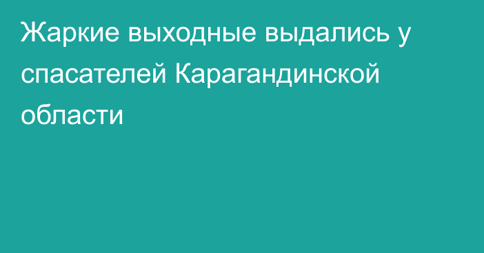 Жаркие выходные выдались у спасателей Карагандинской области