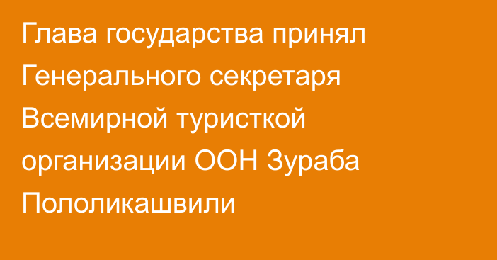 Глава государства принял Генерального секретаря Всемирной туристкой организации ООН Зураба Пололикашвили