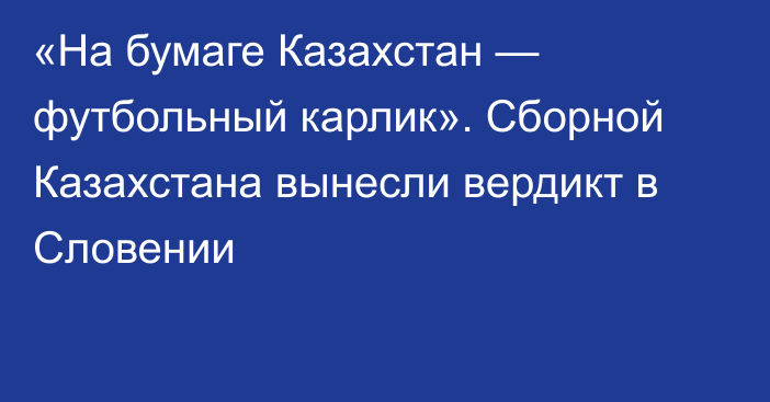 «На бумаге Казахстан — футбольный карлик». Сборной Казахстана вынесли вердикт в Словении