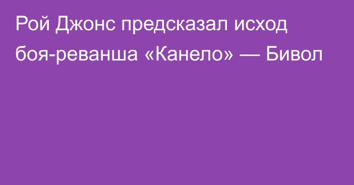 Рой Джонс предсказал исход боя-реванша «Канело» — Бивол