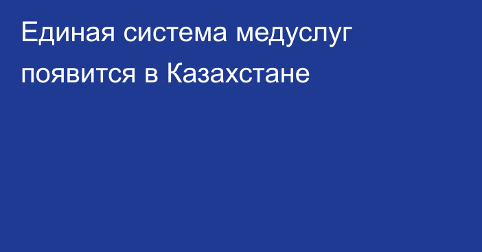 Единая система медуслуг появится в Казахстане