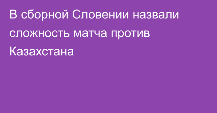 В сборной Словении назвали сложность матча против Казахстана