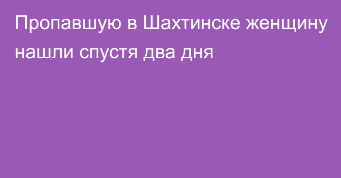 Пропавшую в Шахтинске женщину нашли спустя два дня