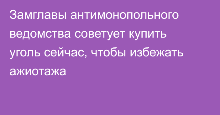 Замглавы антимонопольного ведомства советует купить уголь сейчас, чтобы избежать ажиотажа