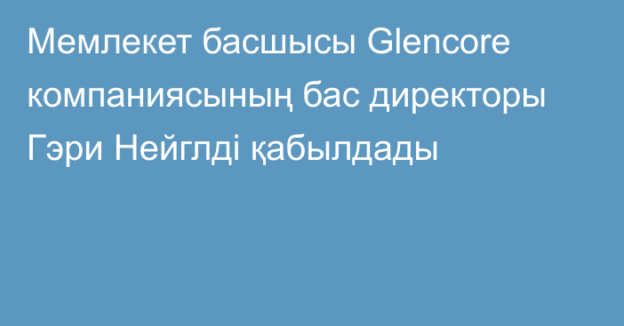 Мемлекет басшысы Glencore компаниясының бас директоры Гэри Нейглді қабылдады