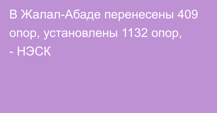 В Жалал-Абаде  перенесены 409 опор, установлены 1132 опор, - НЭСК