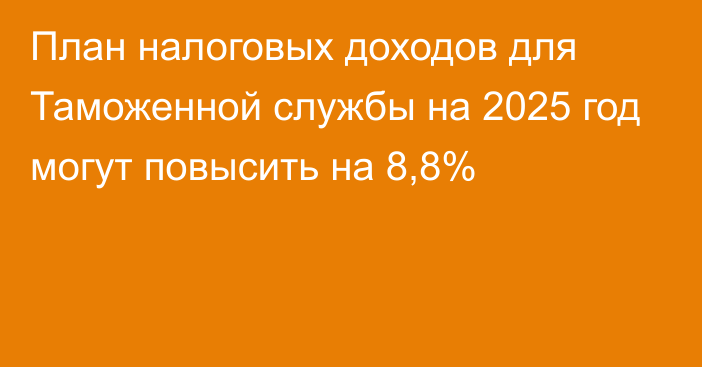 План налоговых доходов для Таможенной службы на 2025 год могут повысить на 8,8%