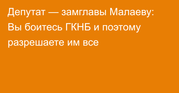 Депутат — замглавы Малаеву: Вы боитесь ГКНБ и поэтому разрешаете им все