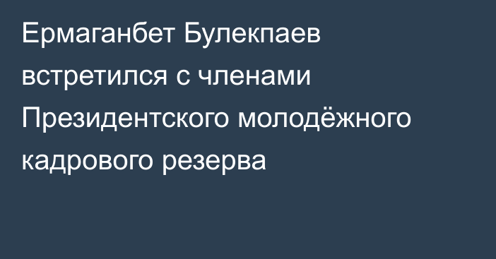 Ермаганбет Булекпаев встретился с членами Президентского молодёжного кадрового резерва