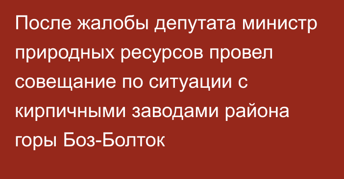 После жалобы депутата министр природных ресурсов провел совещание по ситуации с кирпичными заводами района горы Боз-Болток