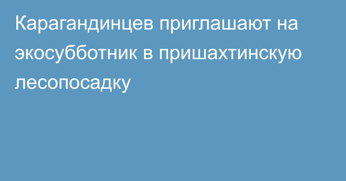 Карагандинцев приглашают на экосубботник в пришахтинскую лесопосадку