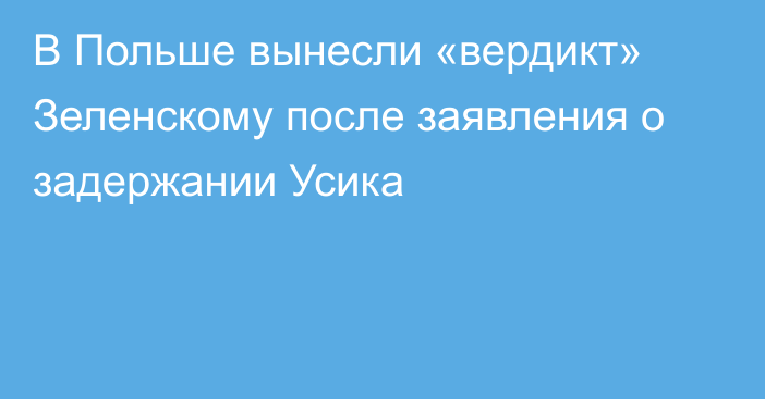 В Польше вынесли «вердикт» Зеленскому после заявления о задержании Усика