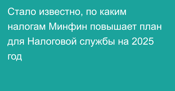 Стало известно, по каким налогам Минфин повышает план для Налоговой службы на 2025 год