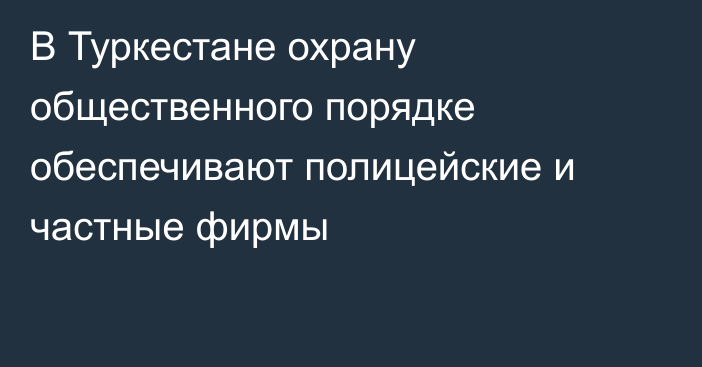 В Туркестане охрану общественного порядке обеспечивают полицейские и частные фирмы