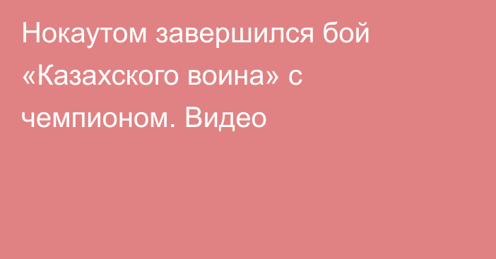 Нокаутом завершился бой «Казахского воина» с чемпионом. Видео