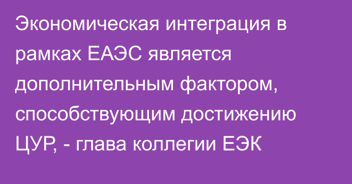 Экономическая интеграция в рамках ЕАЭС является дополнительным фактором, способствующим достижению ЦУР, - глава коллегии ЕЭК