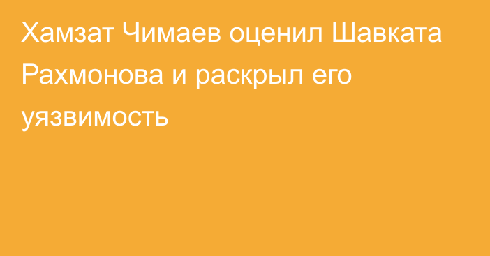 Хамзат Чимаев оценил Шавката Рахмонова и раскрыл его уязвимость