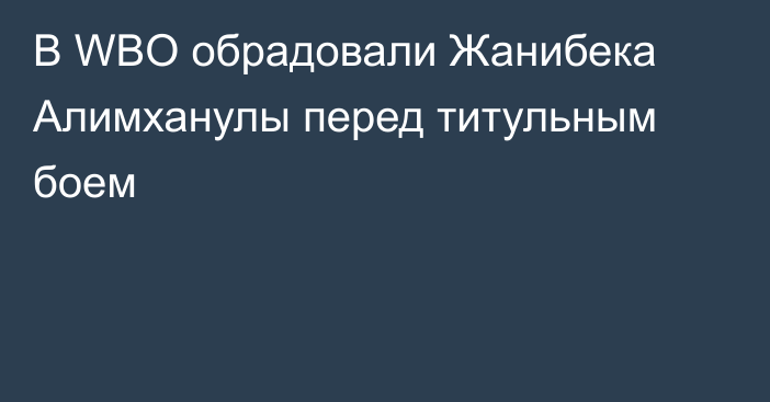 В WBO обрадовали Жанибека Алимханулы перед титульным боем