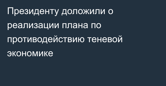 Президенту доложили о реализации плана по противодействию теневой экономике