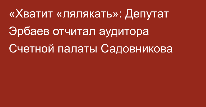 «Хватит «лялякать»: Депутат Эрбаев отчитал аудитора Счетной палаты Садовникова