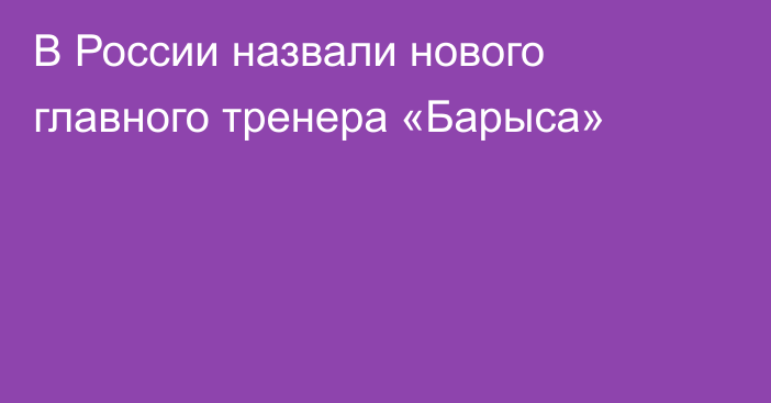 В России назвали нового главного тренера «Барыса»