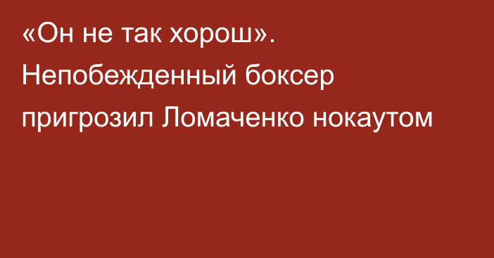 «Он не так хорош». Непобежденный боксер пригрозил Ломаченко нокаутом