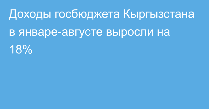 Доходы госбюджета Кыргызстана в январе-августе выросли на 18%