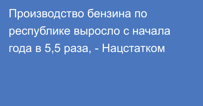 Производство бензина по республике выросло с начала года в 5,5 раза, - Нацстатком