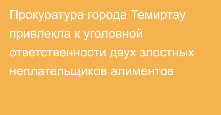 Прокуратура города Темиртау привлекла к уголовной ответственности двух злостных неплательщиков алиментов