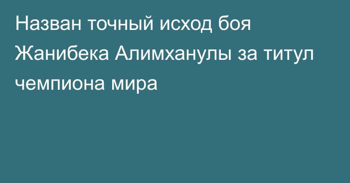 Назван точный исход боя Жанибека Алимханулы за титул чемпиона мира